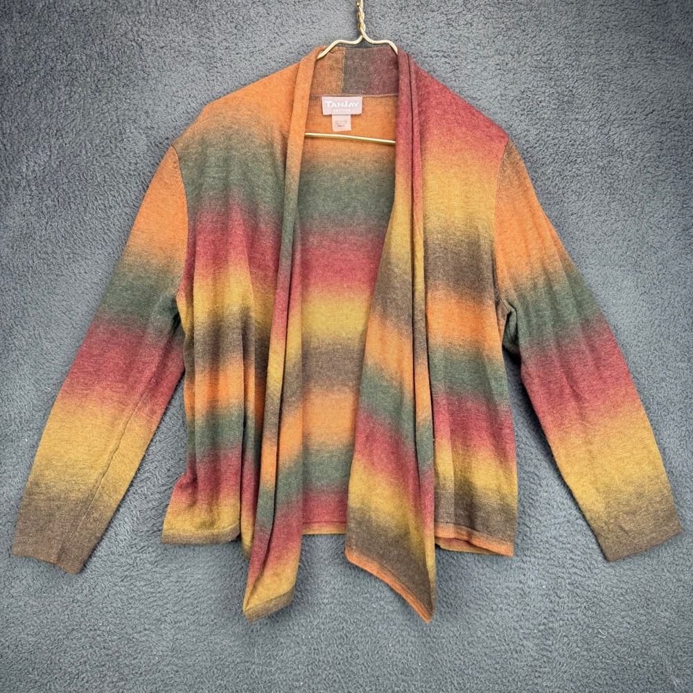 Tanjay Petites Women Multi Color Ombre Open Front Cardigan Sweater Size PM/M